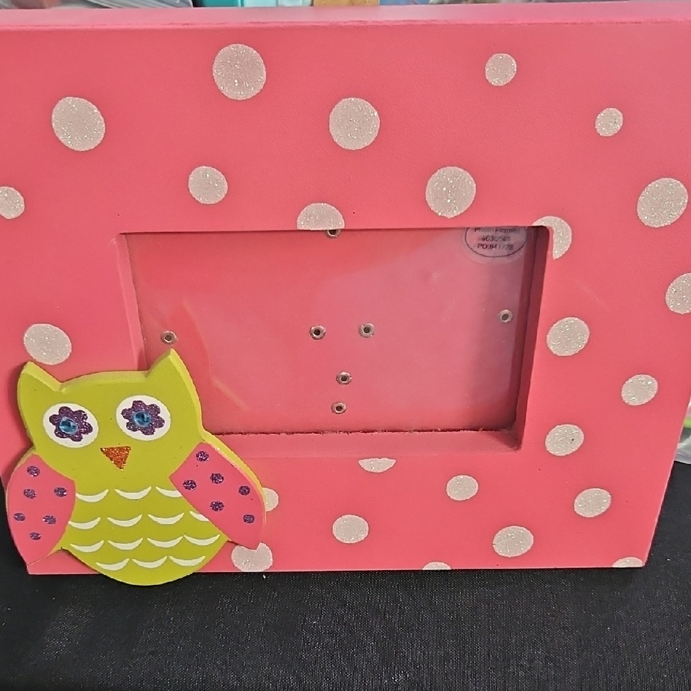 Pink Polka Dot Owl Picture Frame